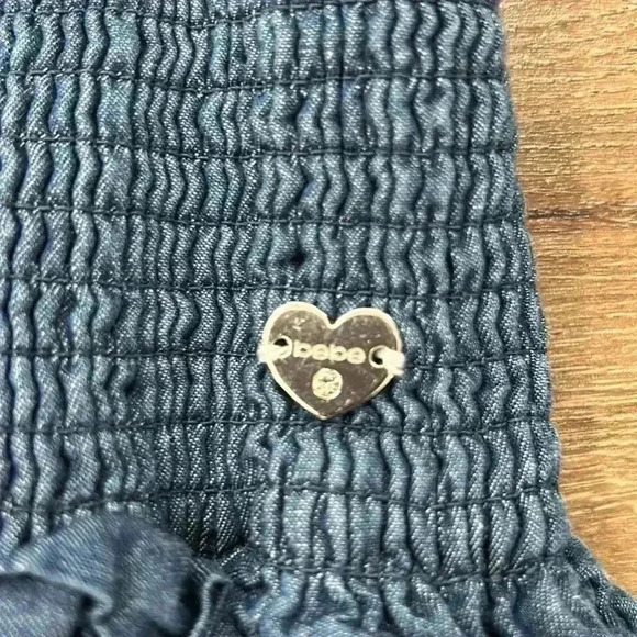 Bebe Girls wide leg jean style 100% cotton jumpsuit blue size Medium (10-12) - Picture 3 of 10